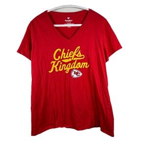 Kansas City Chiefs Nation Fanatics Womens XL V-Neck T-shirt Football Red
